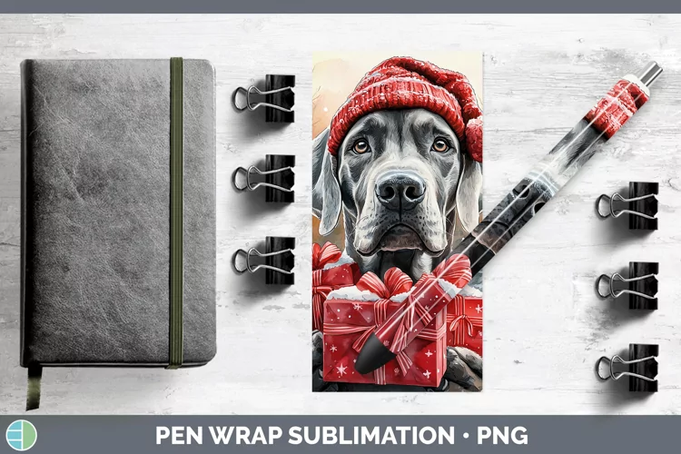 Christmas Santa Great Dane Pen Wrap Sublimation Pen Designs