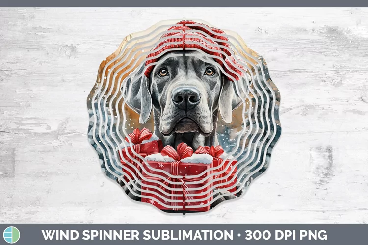 Christmas Santa Great Dane Wind Spinner Sublimation Spinner