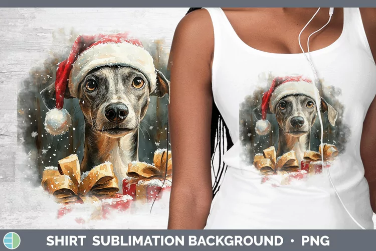 Christmas Santa Greyhound Shirt Sublimation Sublimation Back