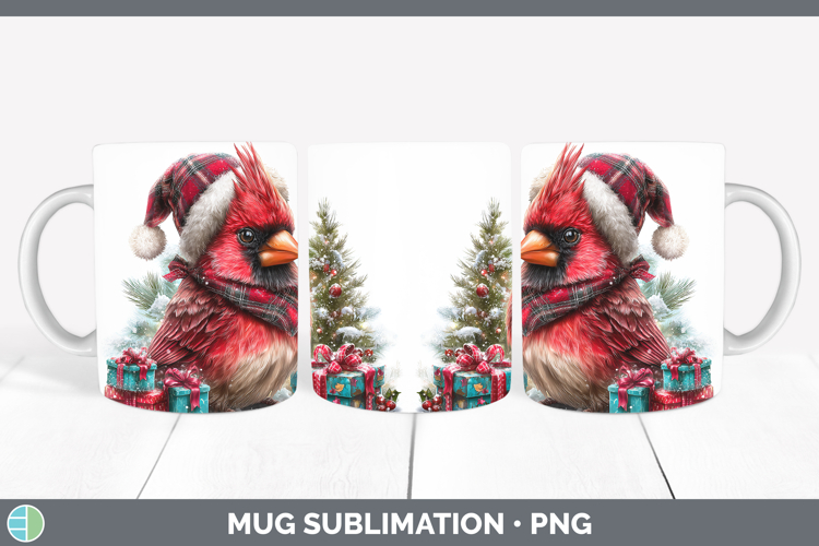 Christmas Santa Hat Cardinal Mug Wrap Sublimation Coffee Cup