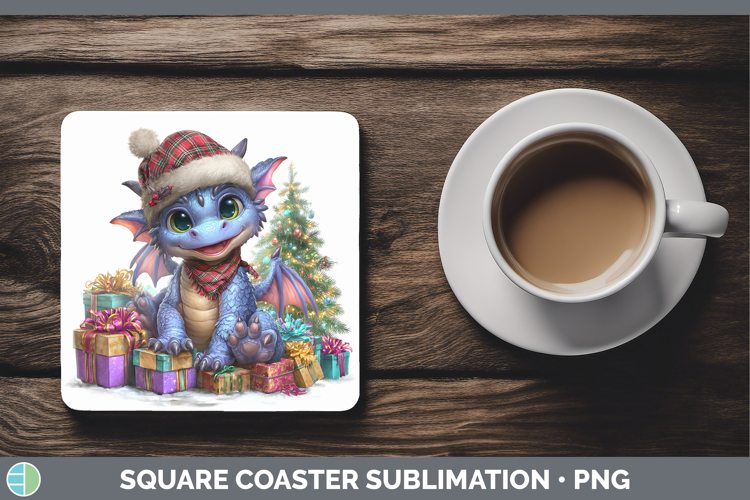 Christmas Santa Hat Dragon Square Coaster Sublimation Coaste
