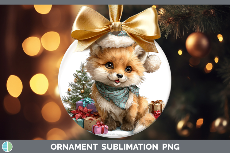 Christmas Santa Hat Fox Ornament Sublimation Bauble Designs