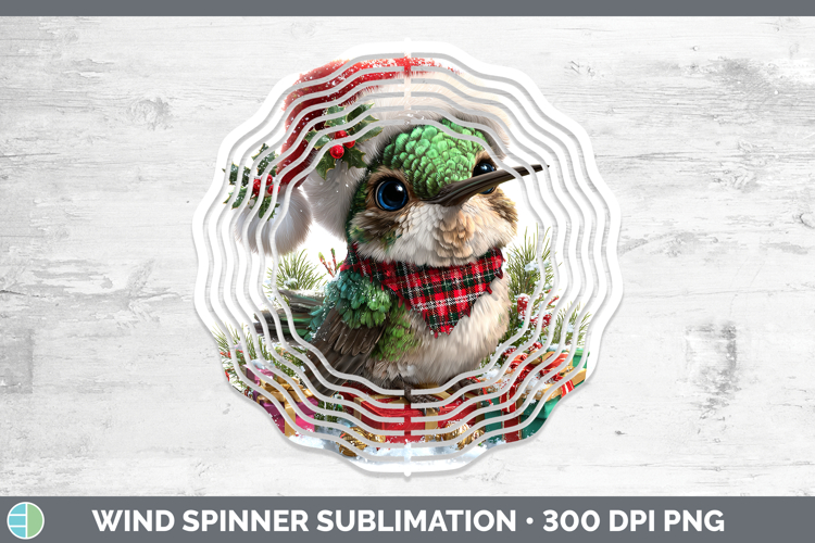 Christmas Santa Hat Hummingbird Wind Spinner Sublimation Spi