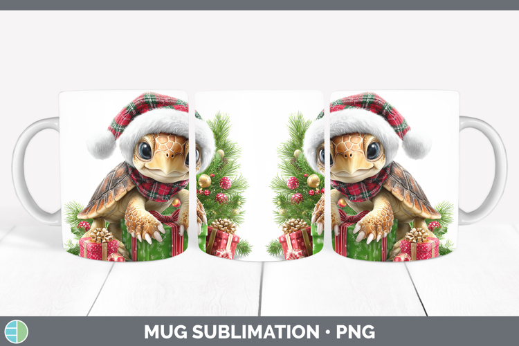 Christmas Santa Hat Sea Turtle Mug Wrap Sublimation Coffee C