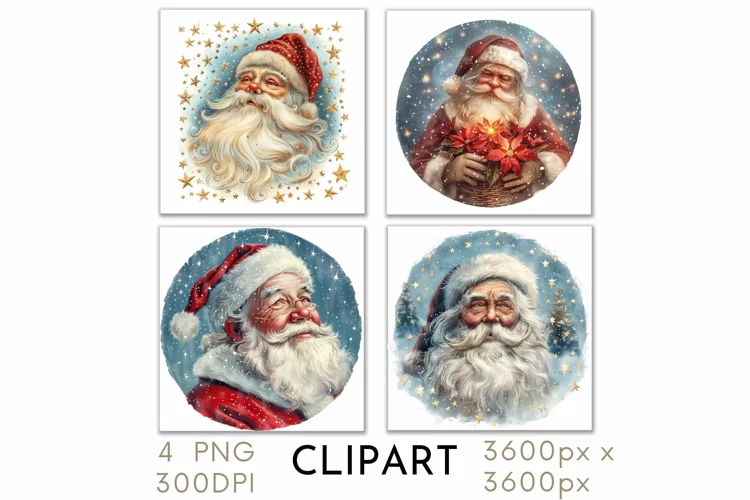 Christmas Santa Illustrations Watercolor PNG