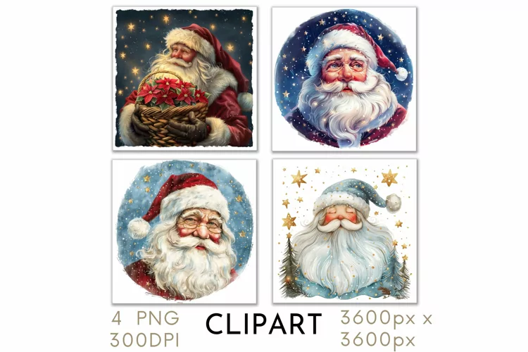 Christmas Santa Illustrations Watercolor PNG