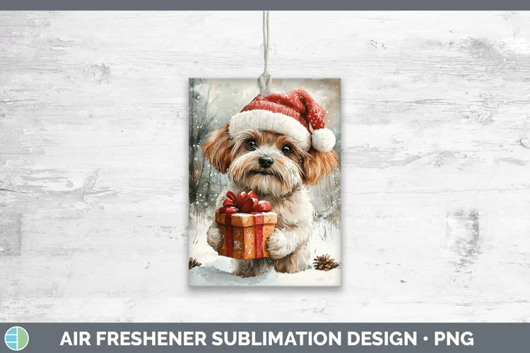 Christmas Santa Lhasa Apso Air Freshener Sublimation Car Fre