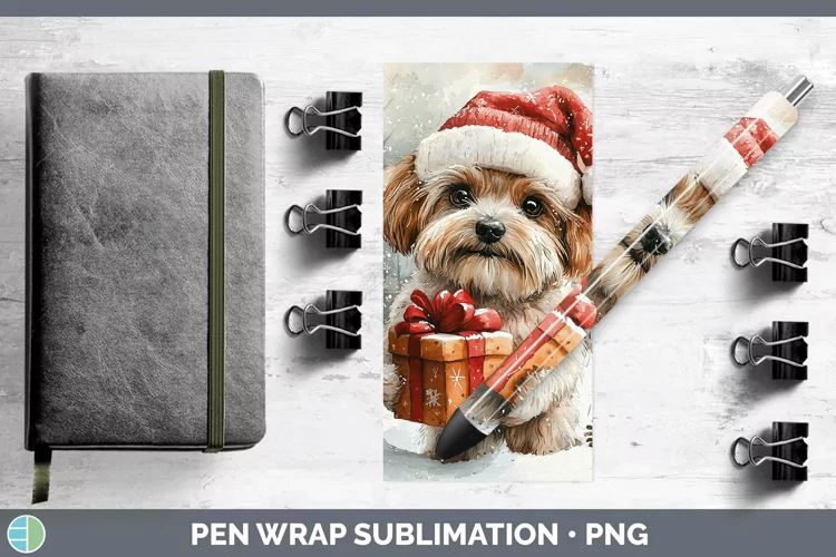 Christmas Santa Lhasa Apso Pen Wrap Sublimation Pen Designs