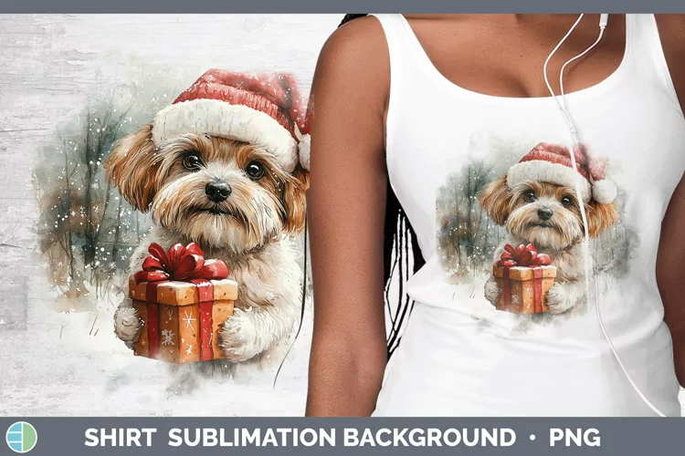 Christmas Santa Lhasa Apso Shirt Sublimation Sublimation Bac
