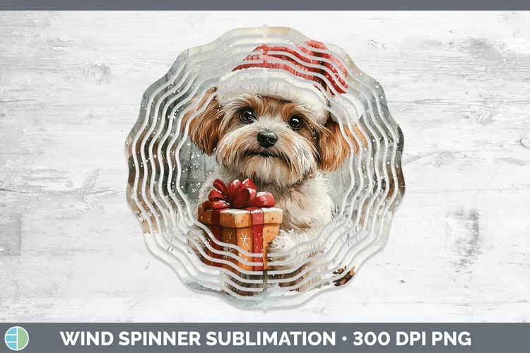 Christmas Santa Lhasa Apso Wind Spinner Sublimation Spinner