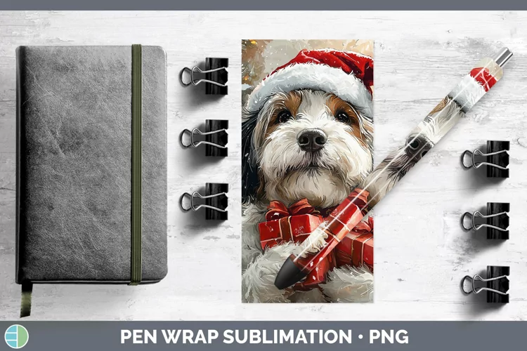 Christmas Santa Old English Sheepdog Pen Wrap Sublimation Pe