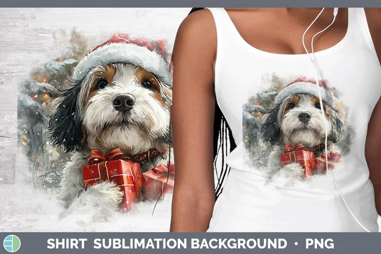 Christmas Santa Old English Sheepdog Shirt Sublimation Subli