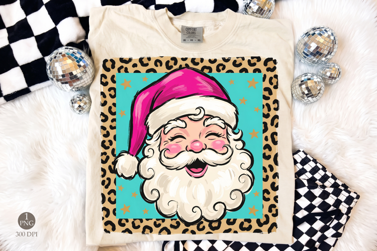 Christmas Santa PNG, Festive Leopard Holiday Portrait