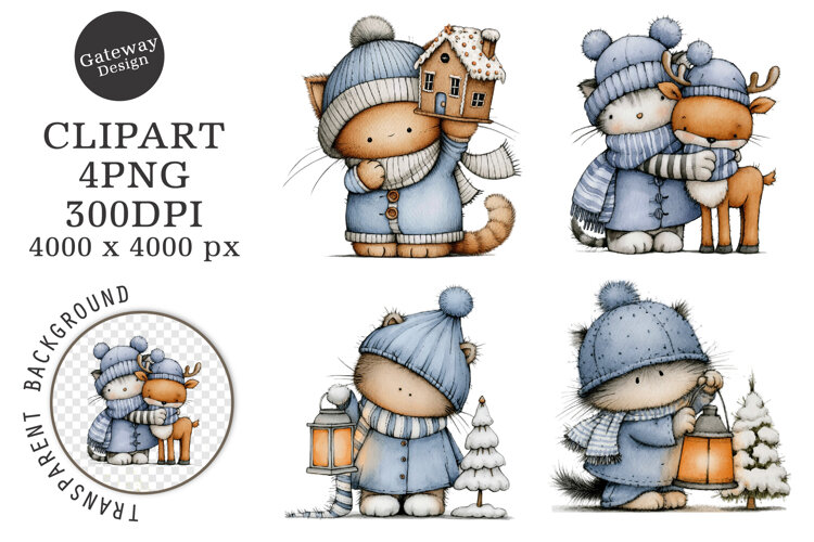 Christmas Santa Reindeer Clipart example image 1
