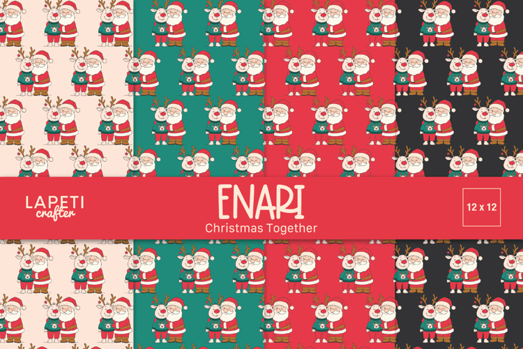 Christmas Digital Paper | Santa & Reindeer Backgrounds