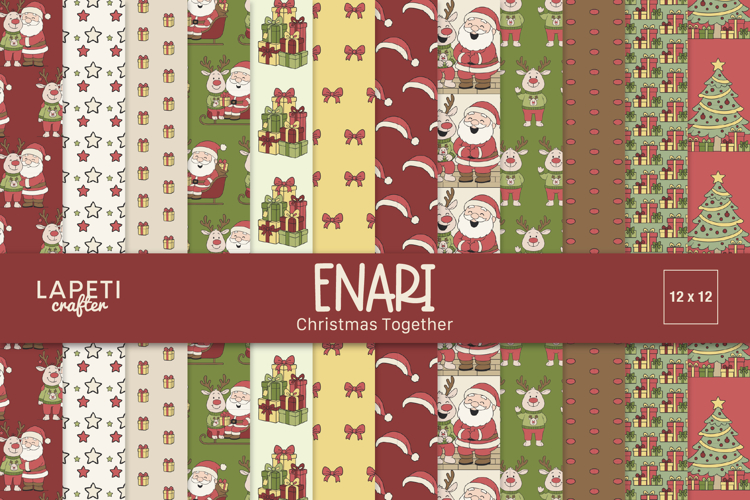Christmas Digital Paper Pack, Santa & Reindeer Backgrounds