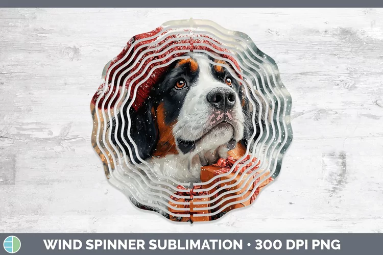 Christmas Santa Saint Bernard Wind Spinner Sublimation Spinn