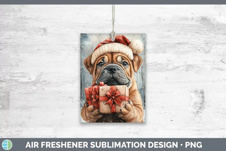 Christmas Santa Shar Pei Air Freshener Sublimation Car Fresh