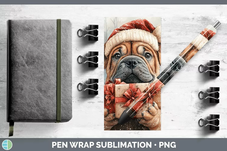 Christmas Santa Shar Pei Pen Wrap Sublimation Pen Designs