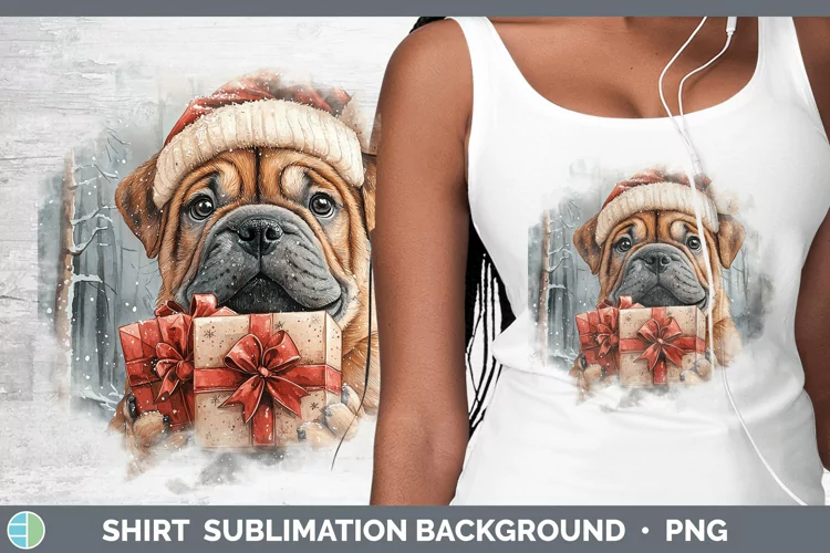 Christmas Santa Shar Pei Shirt Sublimation Sublimation Backg