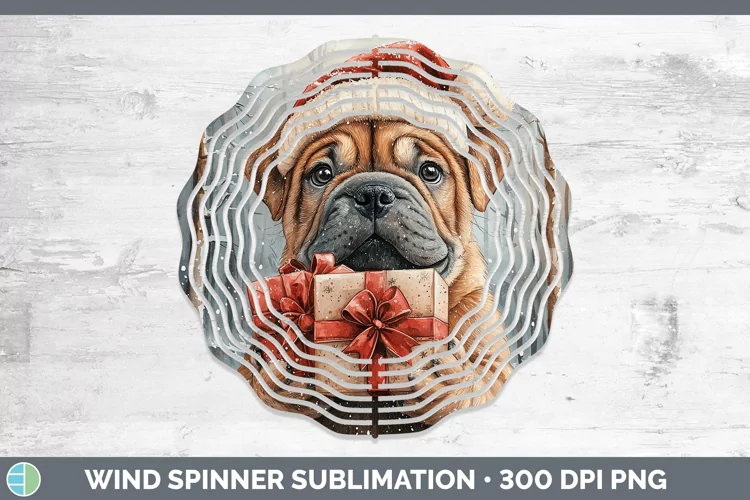 Christmas Santa Shar Pei Wind Spinner Sublimation Spinner De
