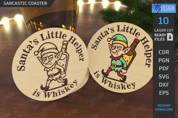 Christmas Sarcastic Coaster Laser Cut|Drink Coaster SVG|Xmas