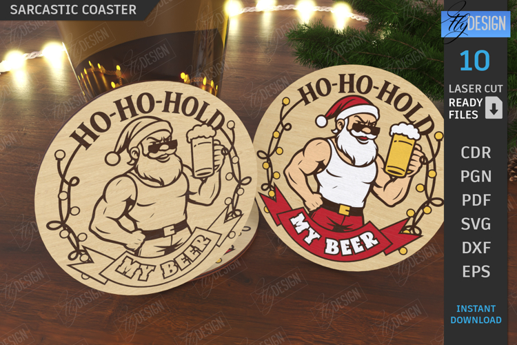 Christmas Sarcastic Coaster Laser Cut|Drink Coaster SVG|Xmas