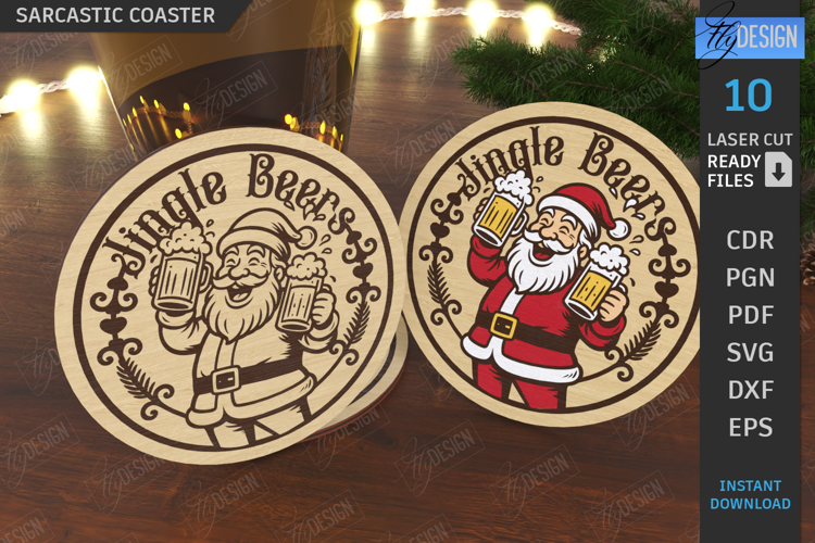 Christmas Sarcastic Coaster Laser Cut|Drink Coaster SVG|Xmas