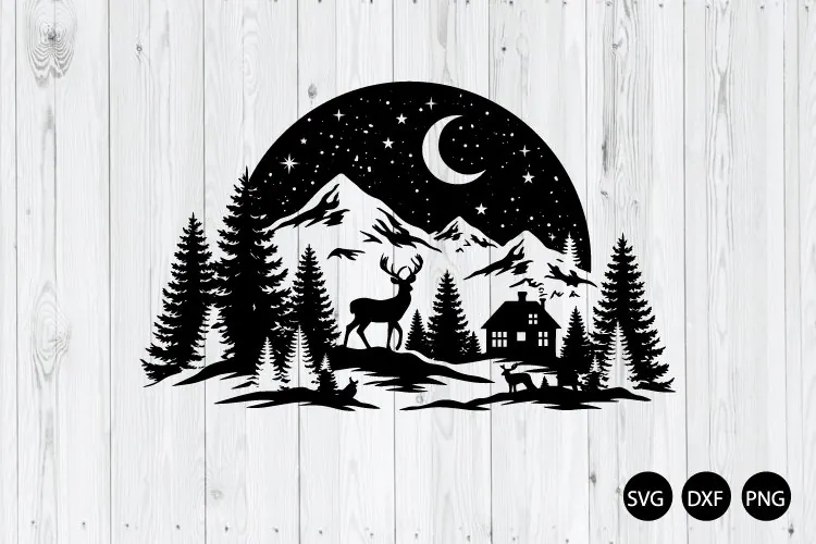 Christmas Scene SVG, Christmas SVG, Christmas Village SVG