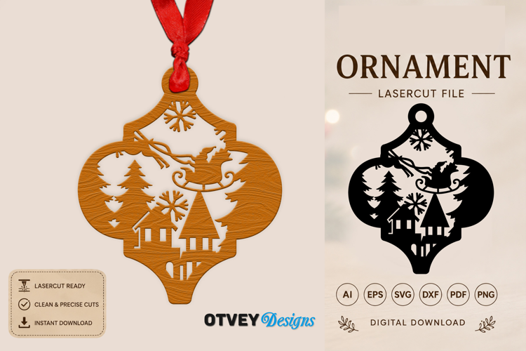 Christmas Scene Ornaments arabesque Lasercut