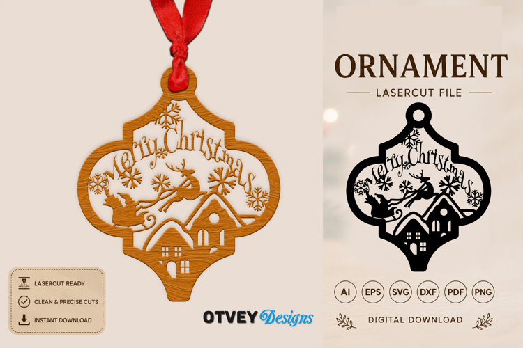 Christmas Scene Ornaments arabesque Lasercut
