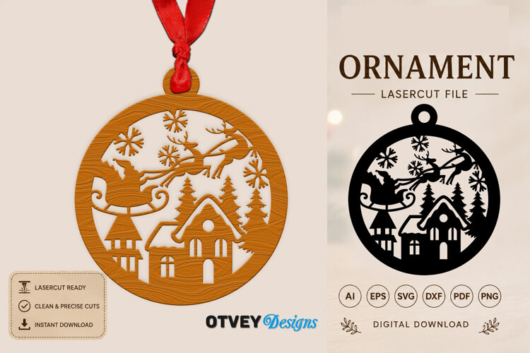 Christmas Scene Ornaments Lasercut example image 1