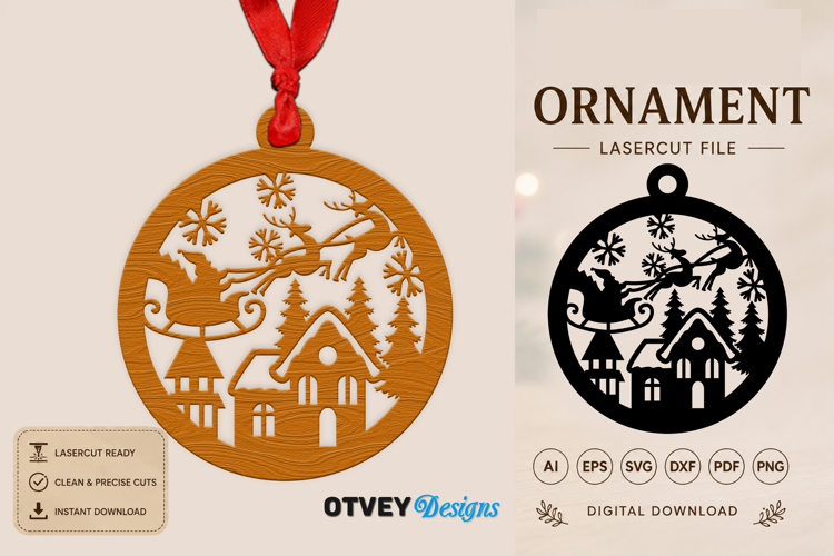 Christmas Scene Ornaments Lasercut