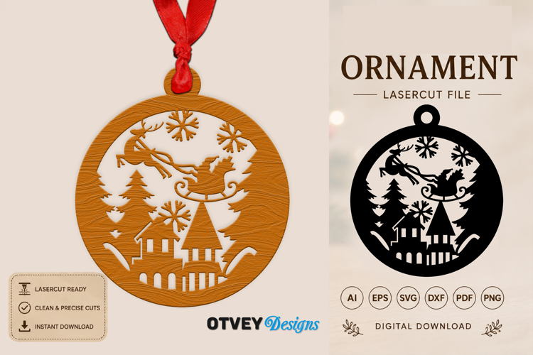 Christmas Scene Ornaments Lasercut