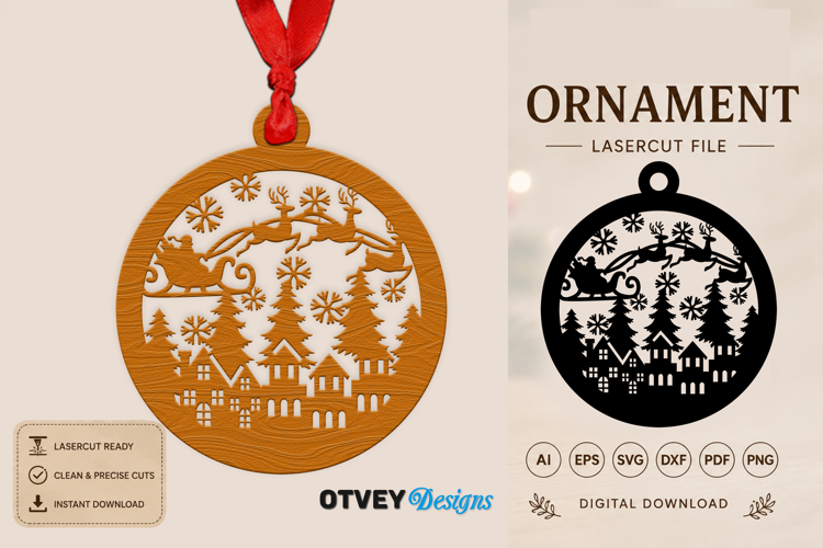 Christmas Scene Ornaments Lasercut