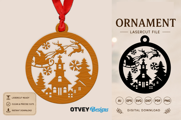 Christmas Scene Ornaments Lasercut