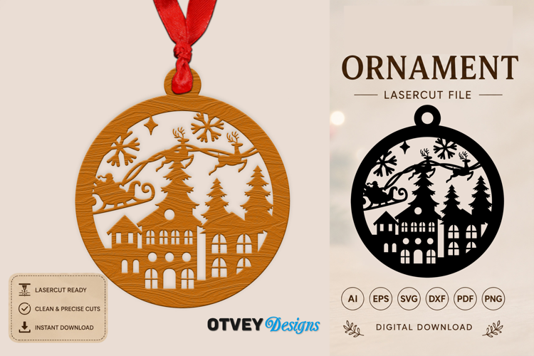 Christmas Scene Ornaments Lasercut