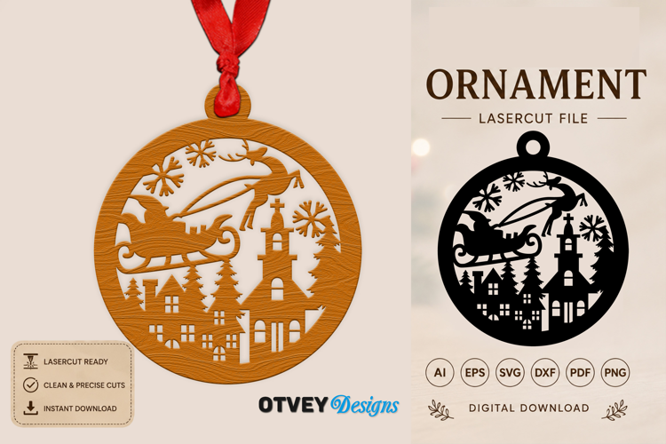 Christmas Scene Ornaments Lasercut
