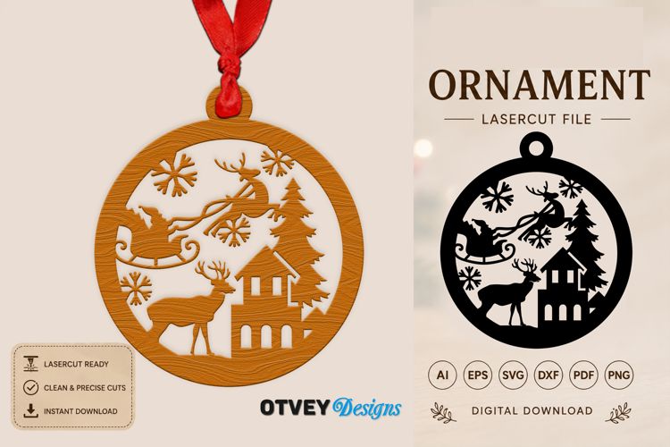 Christmas Scene Ornaments Lasercut