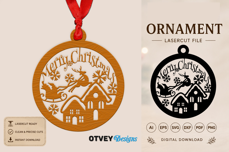 Christmas Scene Ornaments Lasercut