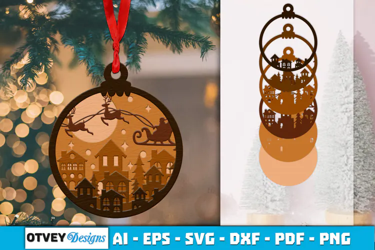 Christmas Scene Ornaments Lasercut