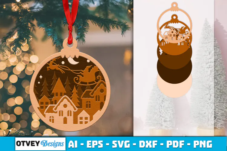 Christmas Scene Ornaments Lasercut