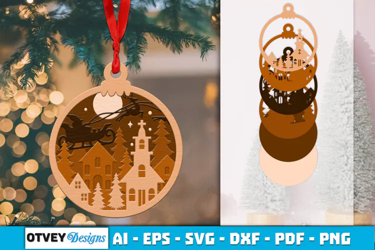 Christmas Scene Ornaments Lasercut