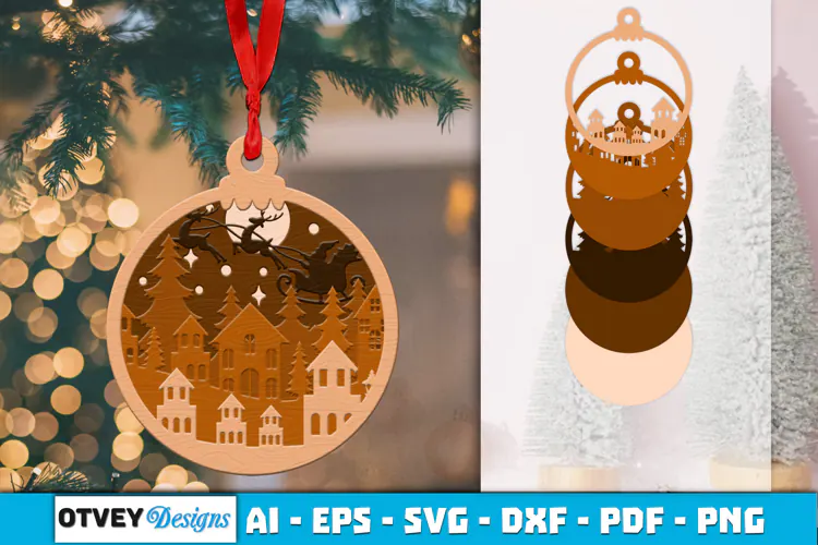 Christmas Scene Ornaments Lasercut
