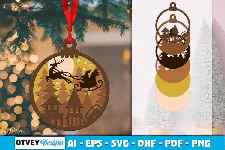 Christmas Scene Ornaments Lasercut