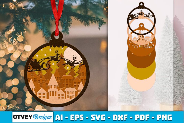 Christmas Scene Ornaments Lasercut example image 1