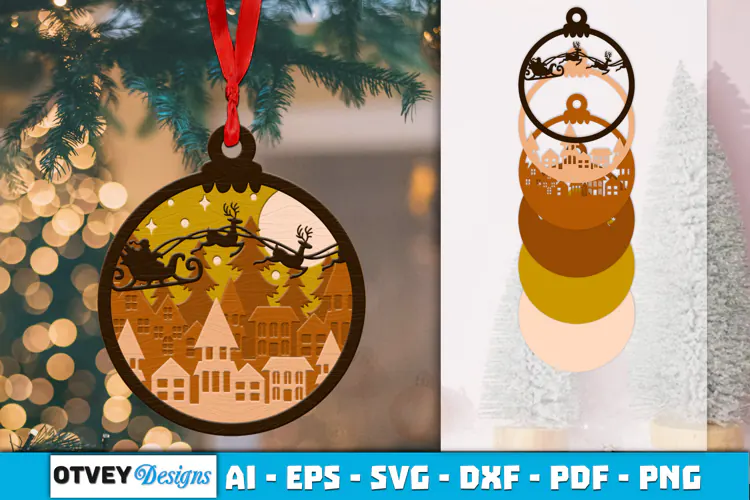 Christmas Scene Ornaments Lasercut