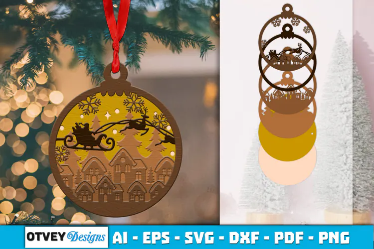 Christmas Scene Ornaments Lasercut