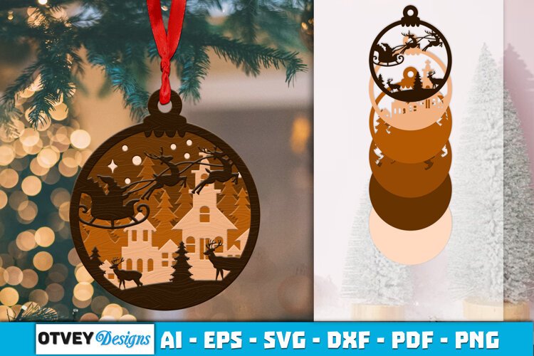 Christmas Scene Ornaments Lasercut example image 1