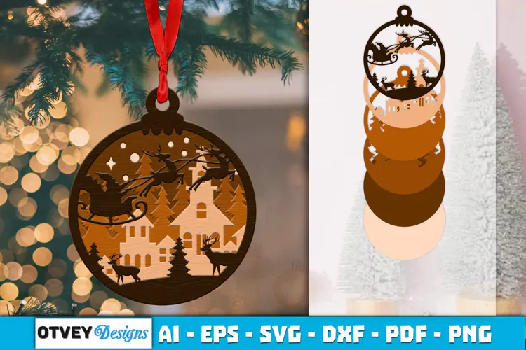 Christmas Scene Ornaments Lasercut
